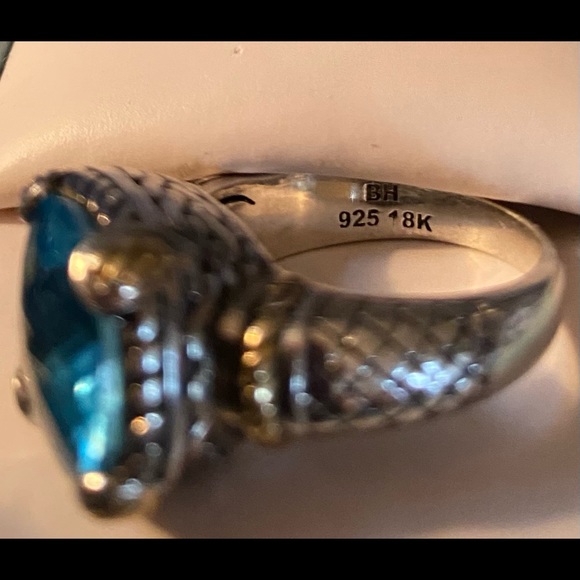 Effy brilliant Checkerboard faceted cushion cut blue topaz ring - Picture 6 of 7